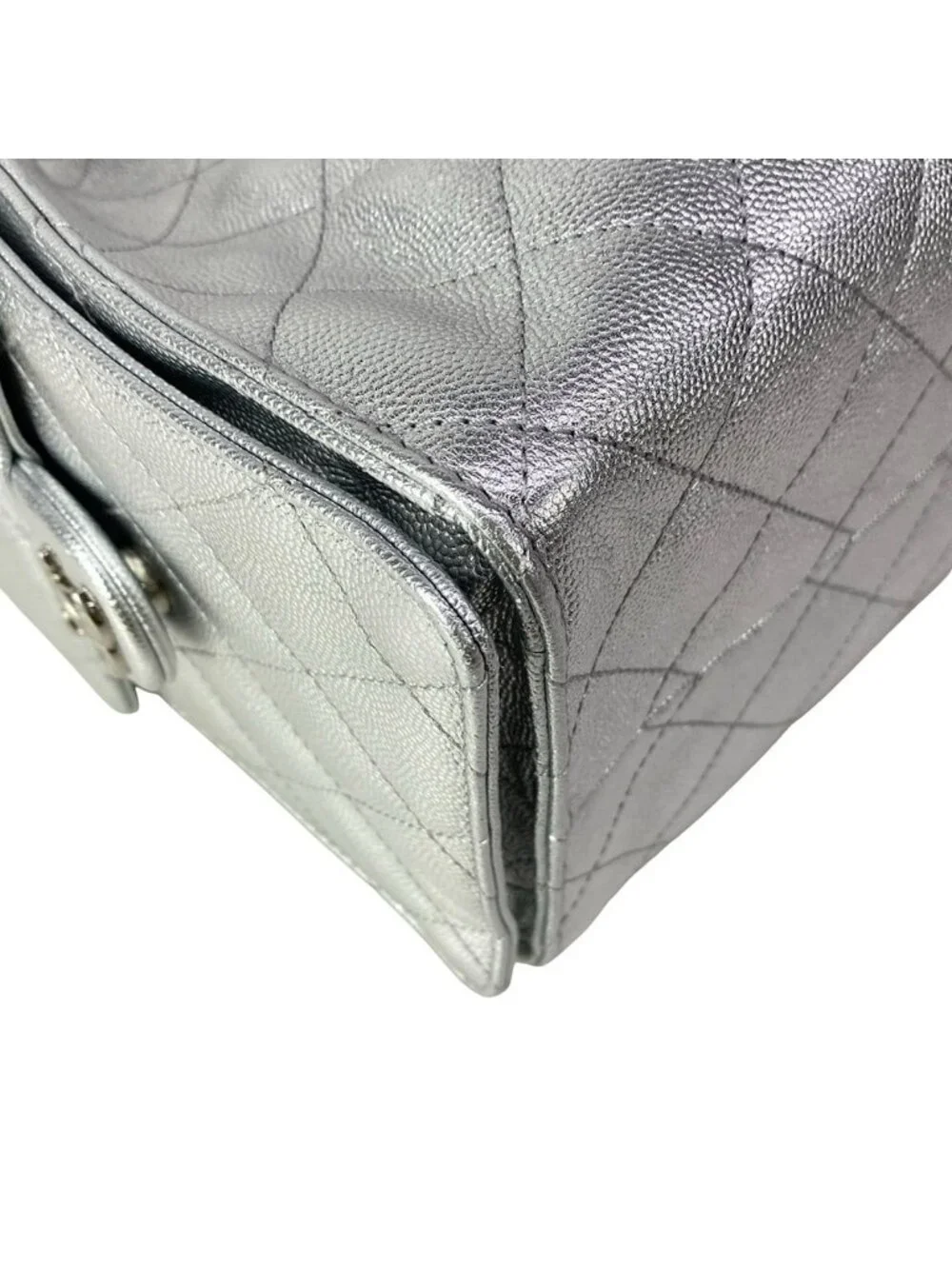 Chanel Shoulder Bag 25 Small Silver Metallic